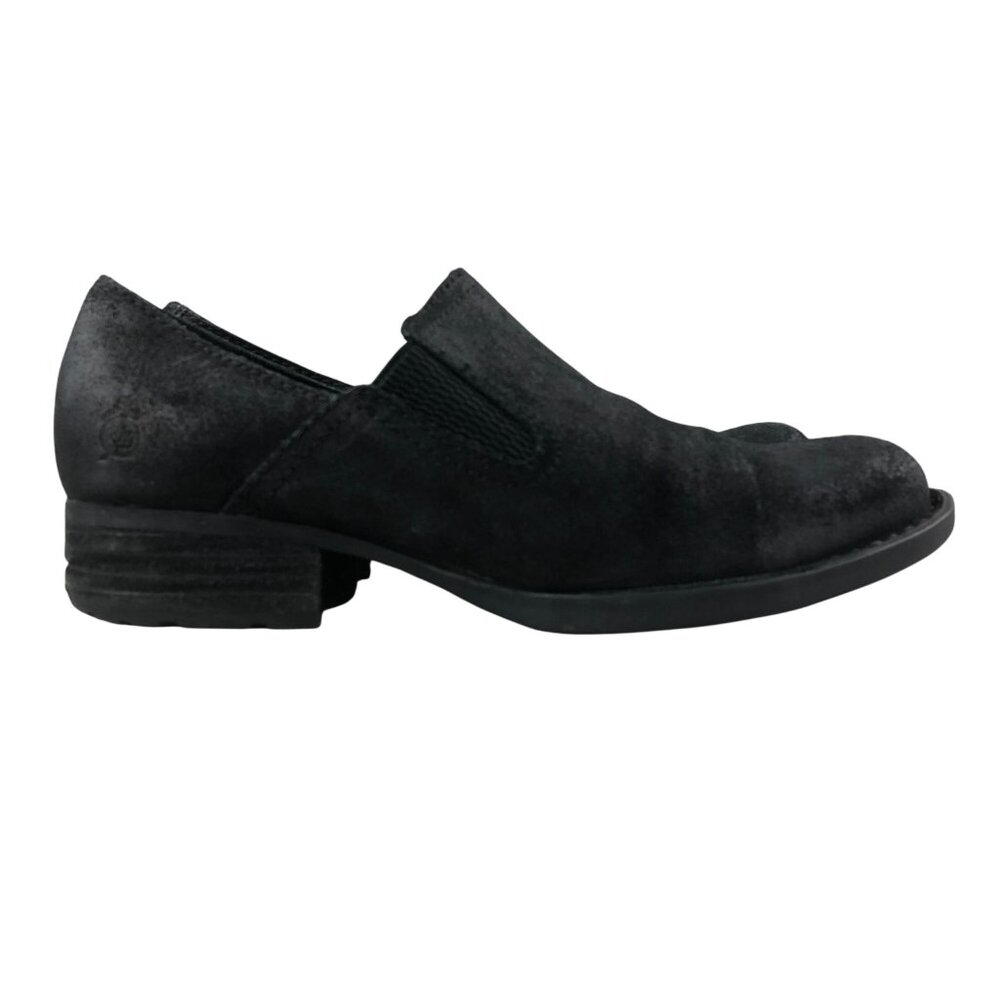 Born Women's Size 6.5M Black Leather Block Heel Slip On Ankle Booties Boots